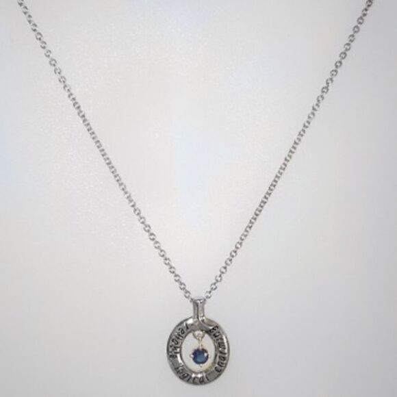 STERLING SILVER BLUE SAPPHIRE PENDANT NECKLACE NWT - Picture 4 of 5
